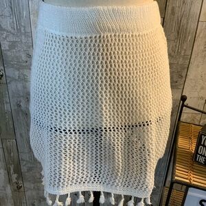 Unk White Crochet Midi Skirt